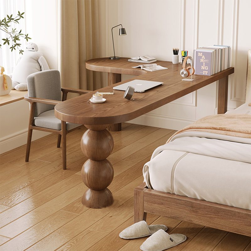 Bureau brun en bois massif en forme de L, Retour à gauche, H 29,53 po x l 70,87 po x P 39,37 po