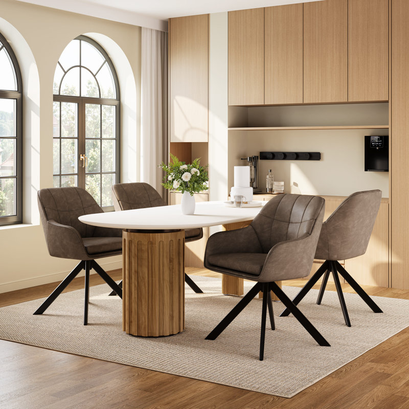 Upholstered Metal Upholstered Back Armchair, Dark Brown PU
