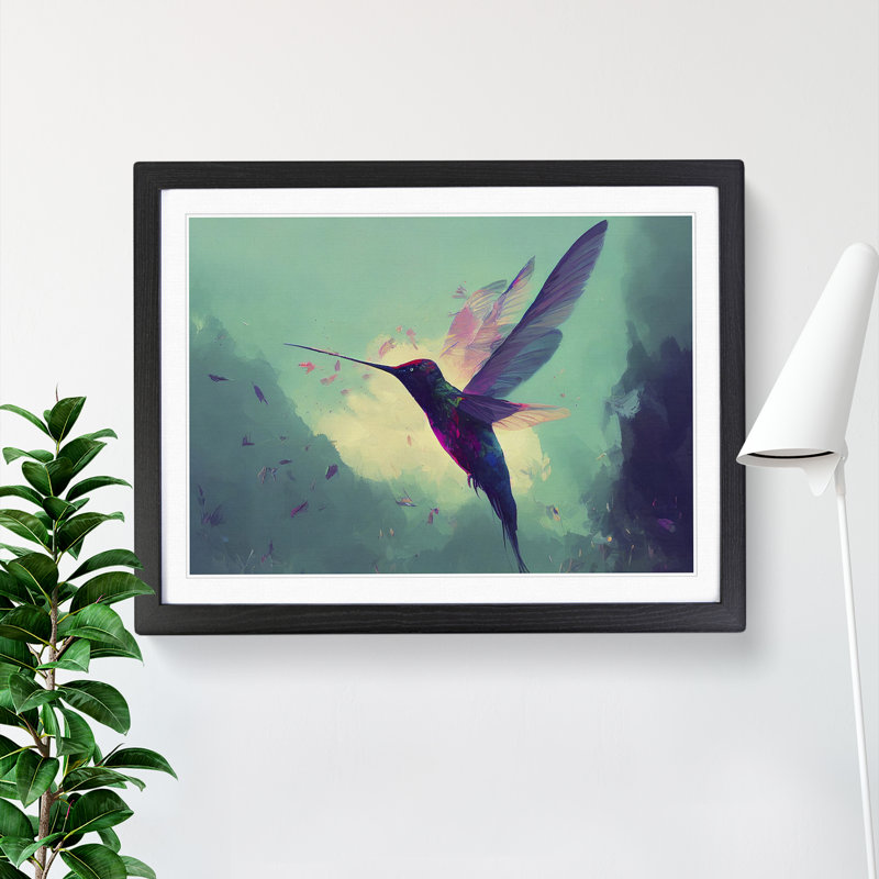 Hummingbird Vol.6 Abstract - Single Picture Frame Painting, 46cm H x 64cm W x 2cm D, Black