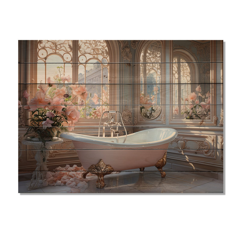 «Bathroom Bathroom Ethereal Glow III», reproduction sur bois sans cadre, H 10 po x l 20 po x P 0,78 po