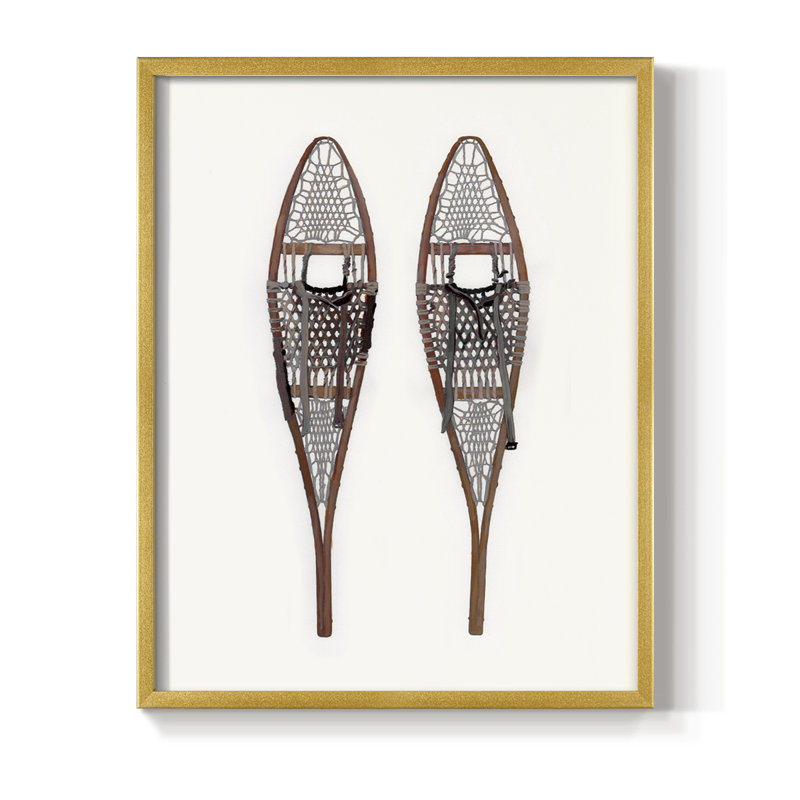 «Vintage Snowshoes», reproduction encadrée - bois massif, H 21 po x l 17 po, Doré
