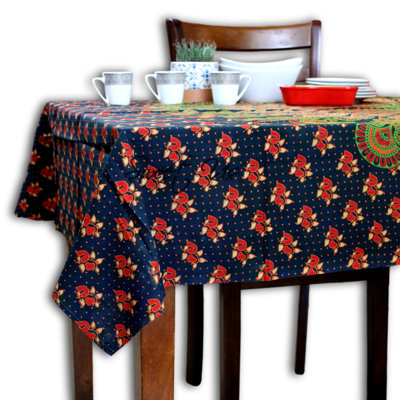 Cotton Peacock Floral Tablecloth Rectangle