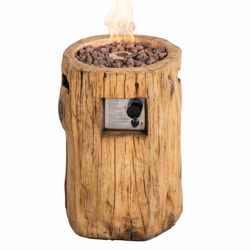 Foyer extérieur au propane de 63,5 cm (25 po) de hauteur, imitation bûches de bois, avec réservoir de combustible dissimulé