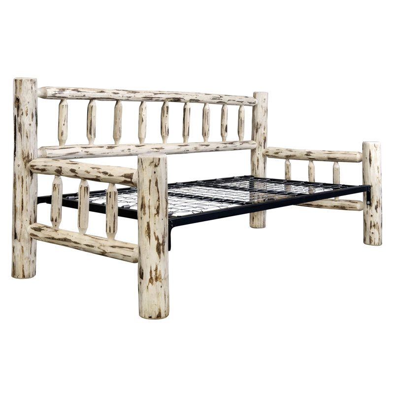 Rustic Pine Twin Daybed with Slat Headboard and King Trundle