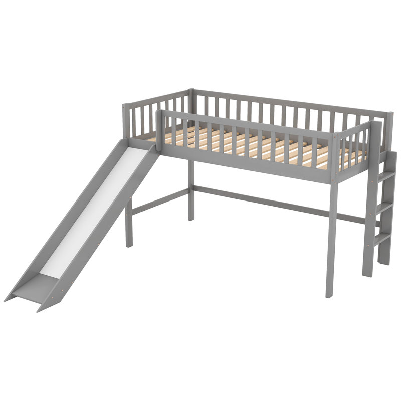 Lit mezzanine Jaeshawn, gris, Simple