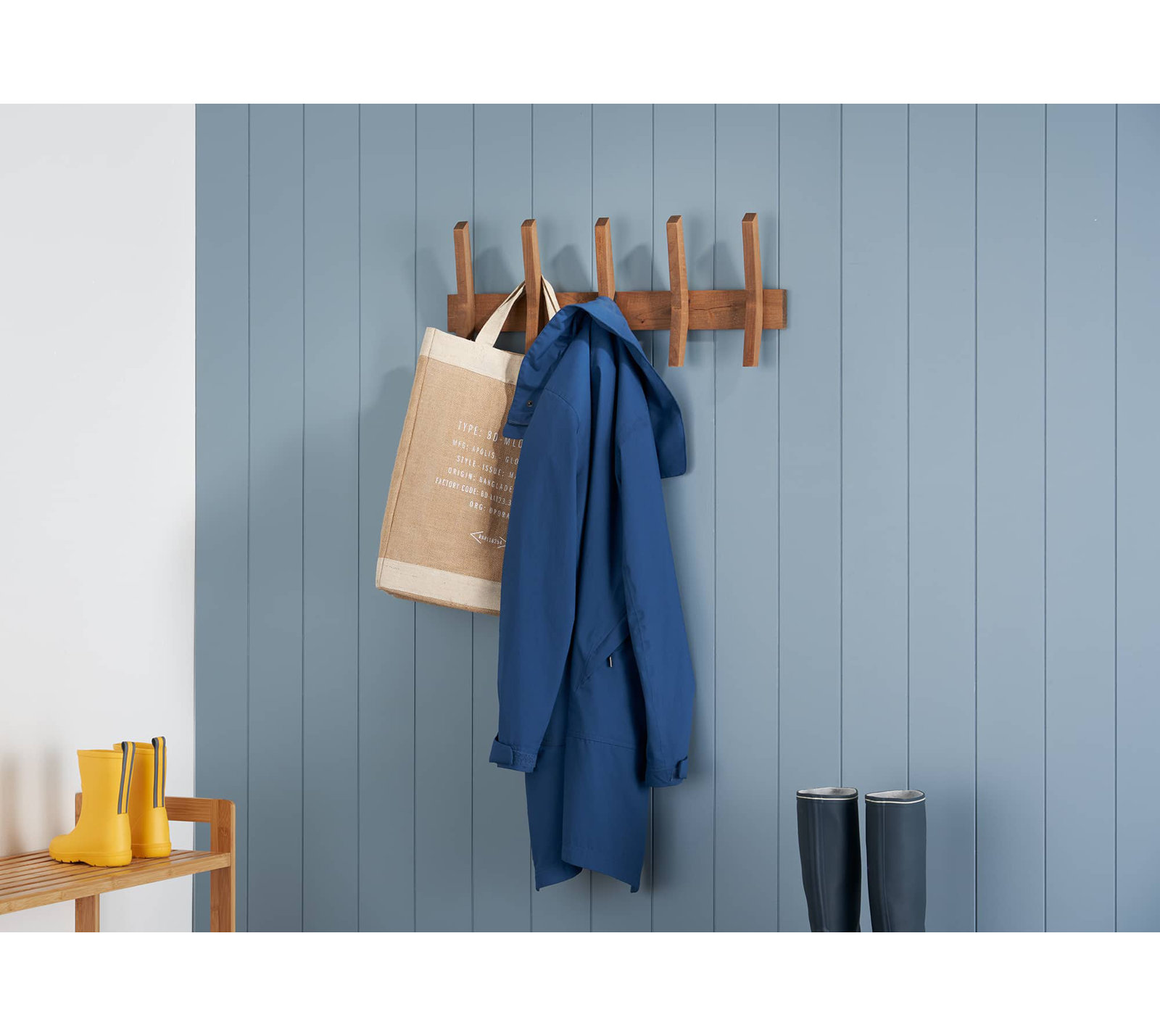 Sifford 5 - Hook Solid Wood Coat Rack, Walnut