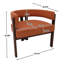 Fauteuil ouvert à dossier ouvert, tissu chenille et élégant, orange, 3 pieds, avec revêtement confortable pour la salle à manger