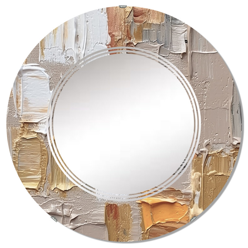 Miroir mural kaléidoscope cubique beige doré, cubisme moderne - kaléidoscope cubique beige et doré IV, 32 po x 32 po
