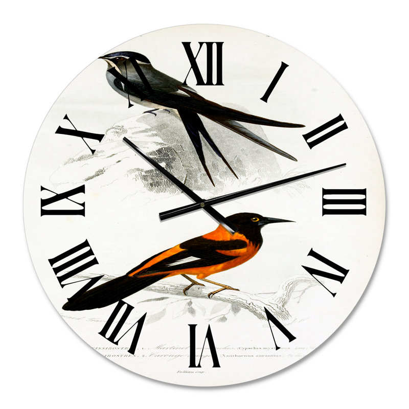 Vintage Bird II - Horloge murale traditionnelle, Petit