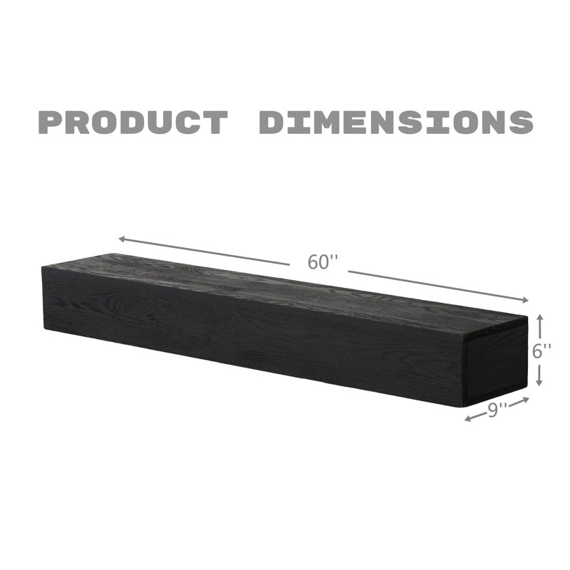 60 Inch Embossed Western Cedar Fireplace Mantel – Wall-mounted & Floating Shelf For Modern Home Decor | Fsc Certified, 60"