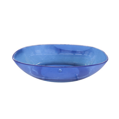 Baignoire de trempage autoportante ovale bleue transparente, 65 pouces, résine, facile à installer, bleu, forme, résine