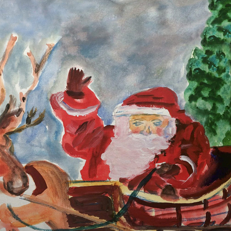  Housse et insert de coussin rectangulaire extérieur Reindeer and Santa, 11" x 14"