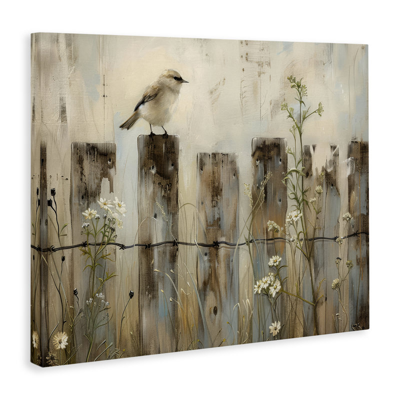  Art mural sur toile, "Clôture perchée à la campagne" par Arlington Prints, H 30 po x l 40 po