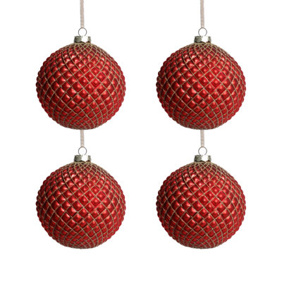Ensemble de 4 pièces de boules de Noël en verre métallique 4,75 pouces