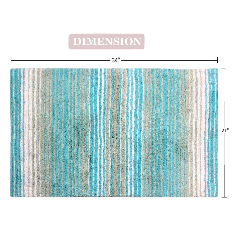Griffie Plush 100 % Cotton Bath Rug, Single - 21" L x 34" W, Turquoise