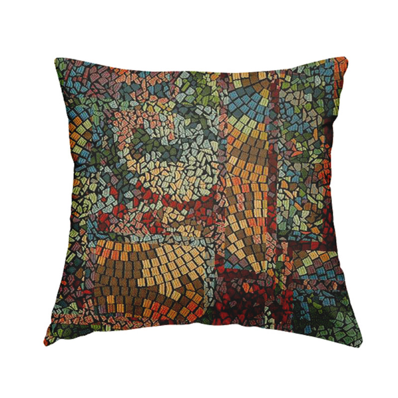 Arkose Geometric Square Cushion, 28cm H x 28cm W x 5cm D, Orange/Green/Yellow
