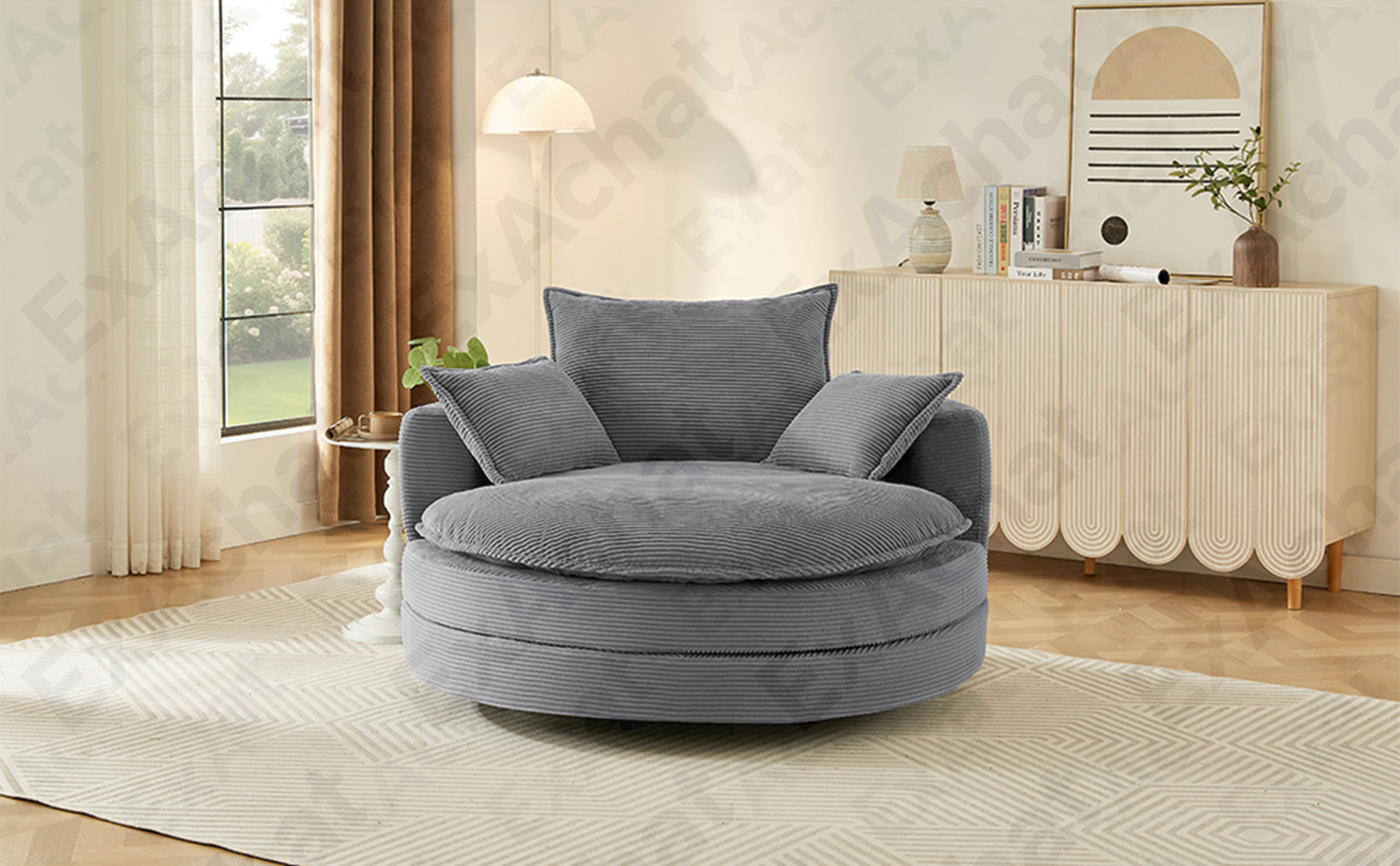 Latitude Run® 360° Swivel Sofa Chair Accent Barrel Chair 57.5" Swivel ...