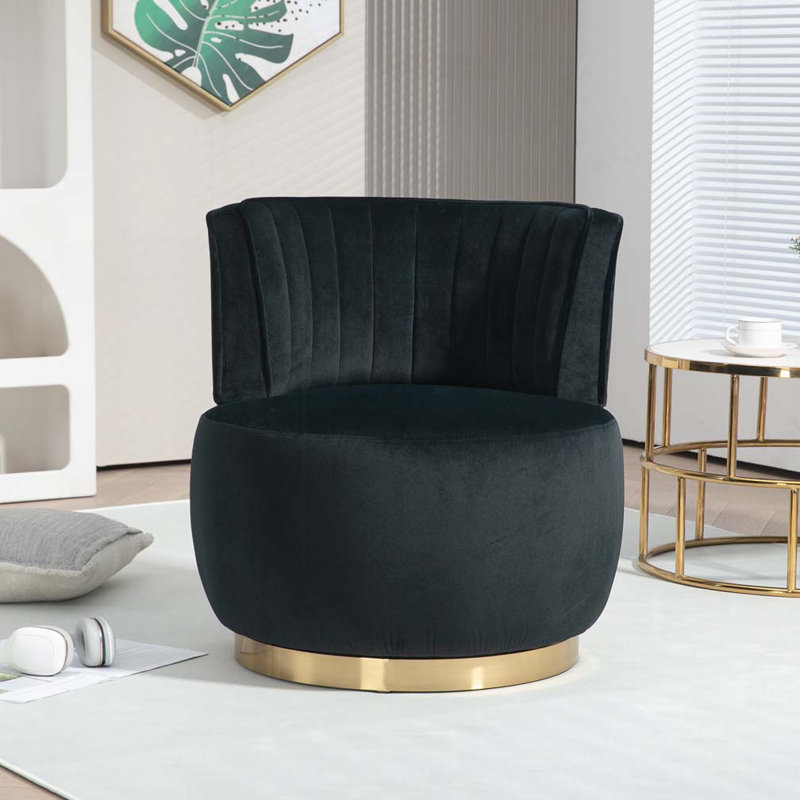 Fauteuil demi-tonneau Accent, Velours noir