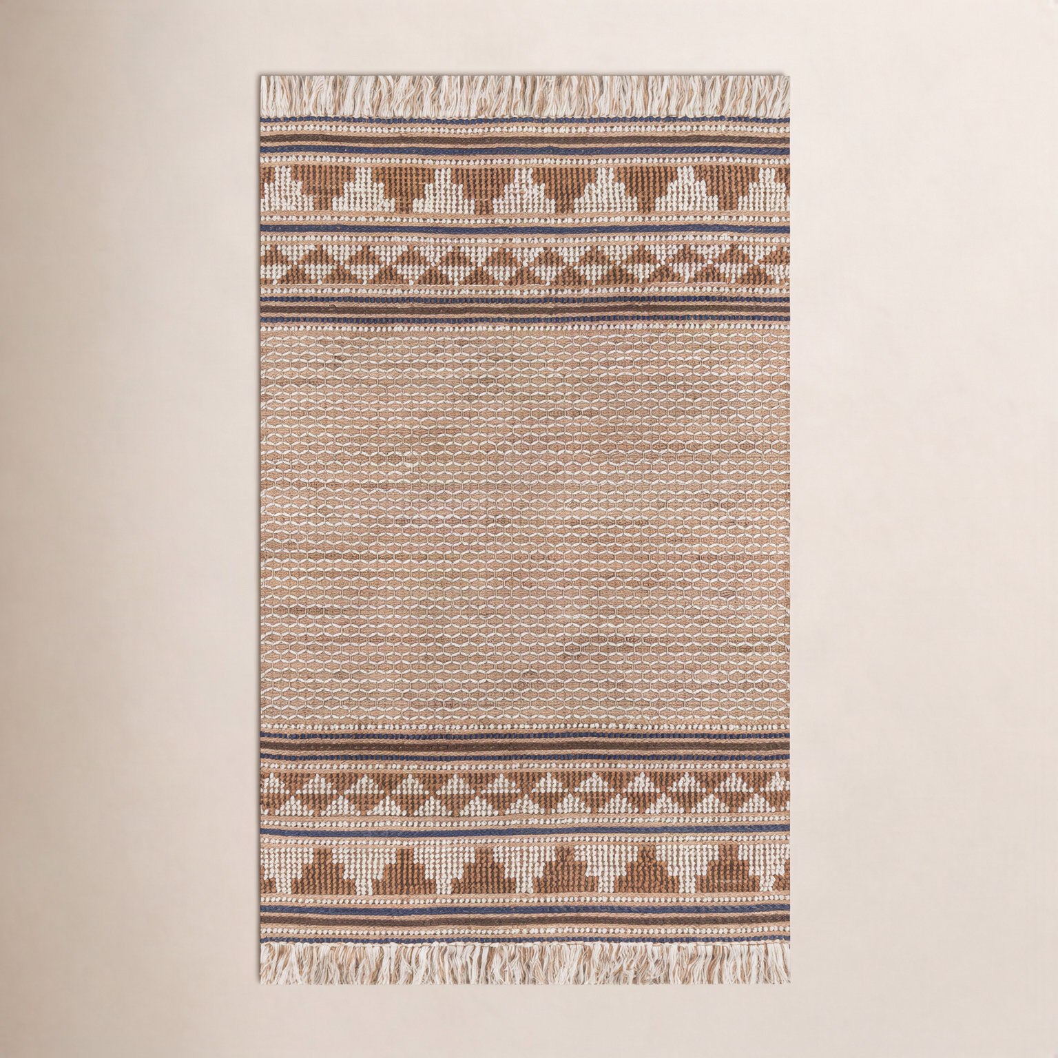 Alberta Ivory Brown Hand-Woven Oriental Jute Rug, Rectangle 5' x 7'