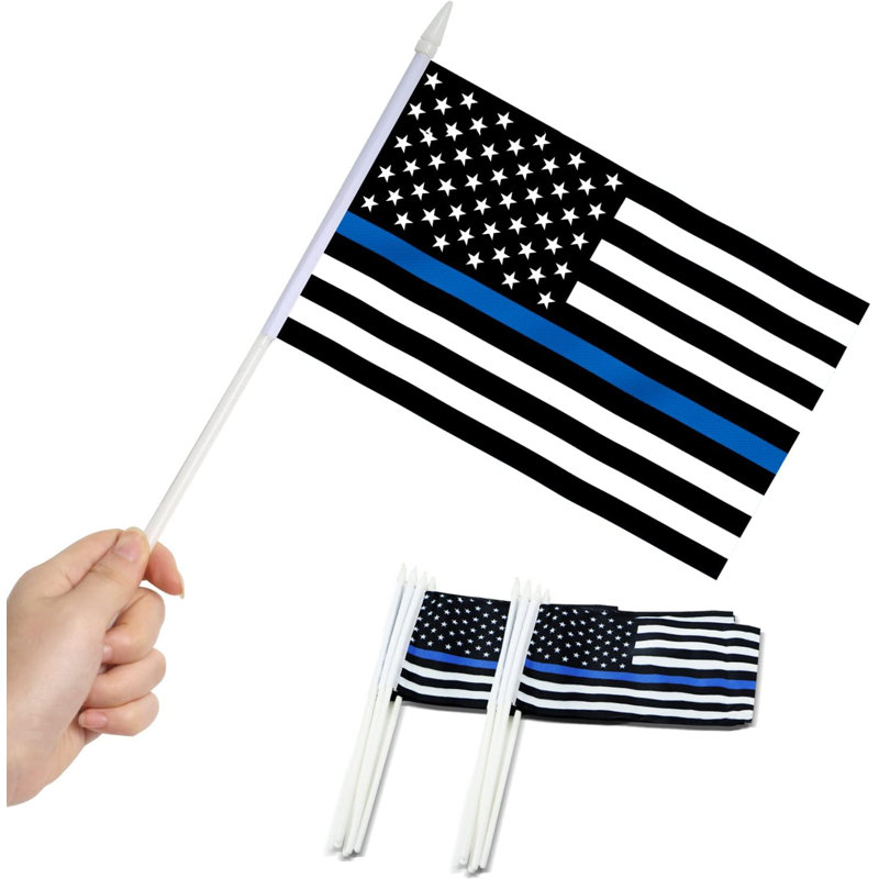 Paquet de 12 minces drapeaux américains minces sur ligne - 5 x 8 pouces