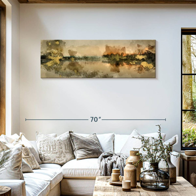 Lac sur toile, H 18 po x l 54 po x P 1,25 po