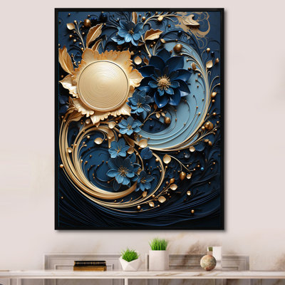 Haasini, encre liquide en V spirale encadrée sur toile