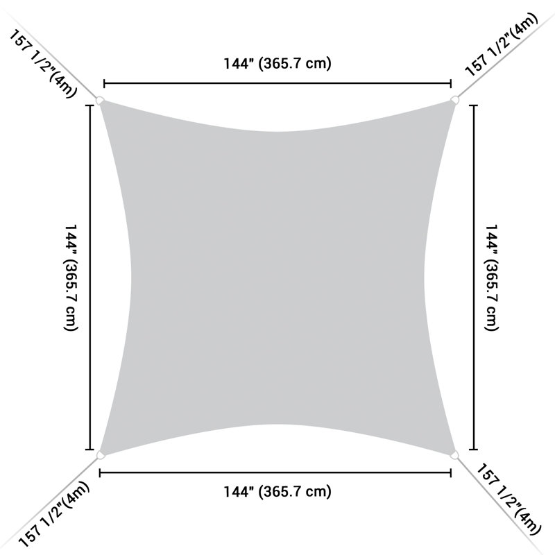 Voile d'ombrage carré pour l'extérieur Yescom, Gris / blanc, 16 pi x 16 pi