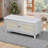 Storage Bench With Rattan Doors, Pine Wood Frame, Removable Cushion, And Adjustable Shelves-116190521
