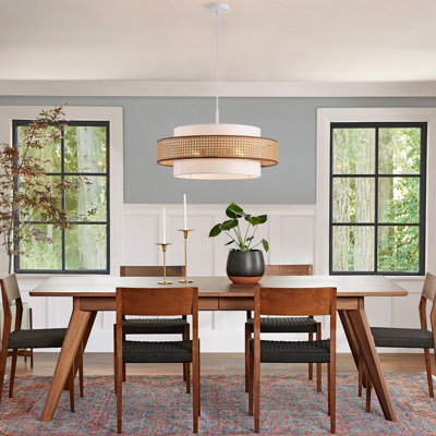 4-Light White Brown Adjustable Iron Pendant