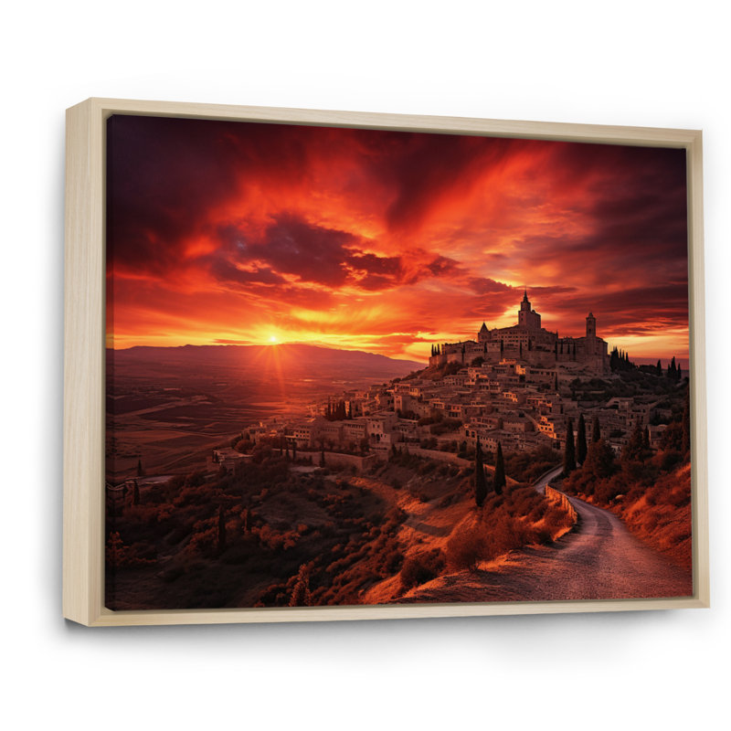 Kokou, Espagne, lever de soleil sur toile, Cadre naturel flottant, H 16 po x l 32 po x P 1 po
