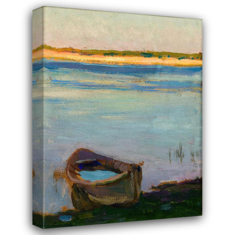 "Petit bateau sur la rivière" par Jan Stanislawski - Art mural sur toile tendue avec châssis, H 48 po x l 33 po