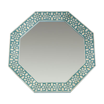 Miroir d'appoint mural octogonal blanc os