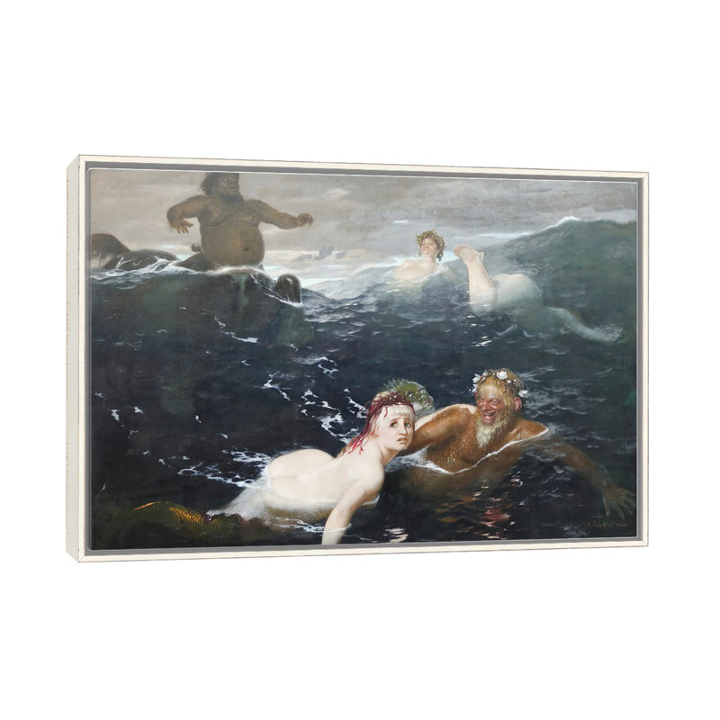Dans le jeu des vagues - ABQ17, H 40 po x l 60 po, Impression sur toile flottante sans passe-partout, Distressed White