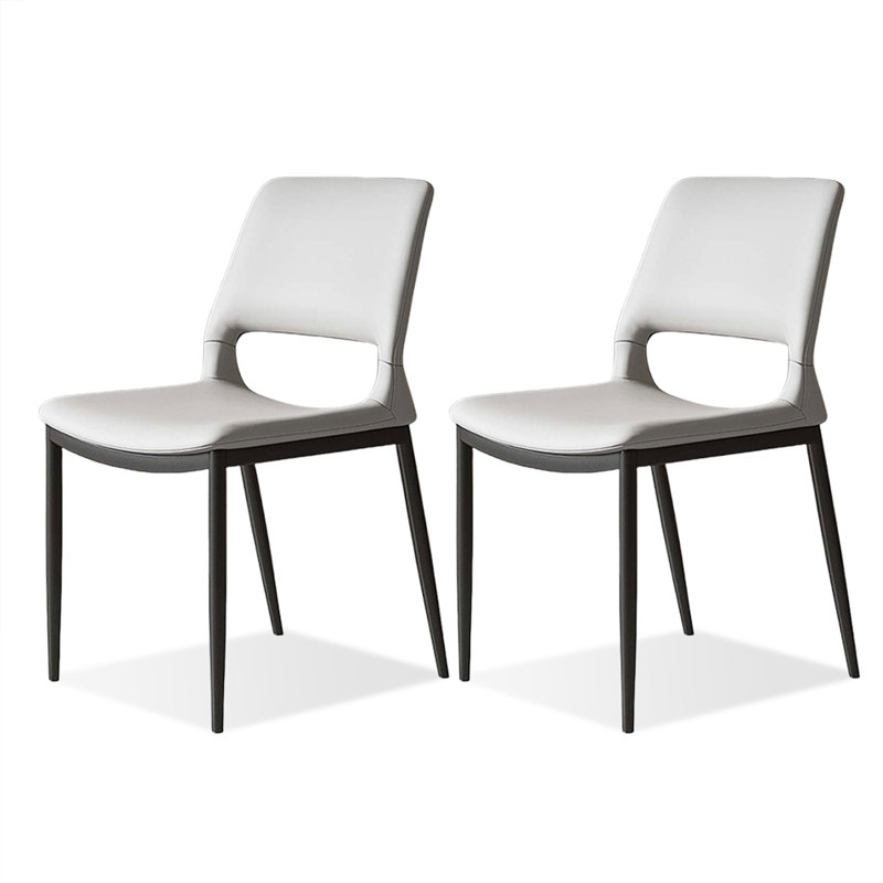 Chaise d'appoint en acier au carbone à dossier solide gris clair (ensemble de 2)