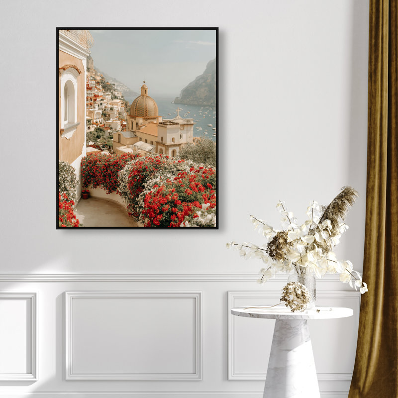 Clifftop Crimson I Canvas Nautical & Beach Print by Oliver Gal, Black Frame, 16 x 20, 31"H x 37"W, Black Floater Frame