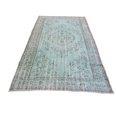 Navjit One-of-a-Kind 5'6" X 8'11" Wool Area Rug in Mint Green