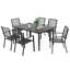 Ensemble repas de patio en métal avec 6 chaises empilables et trou pour parasol-325871248