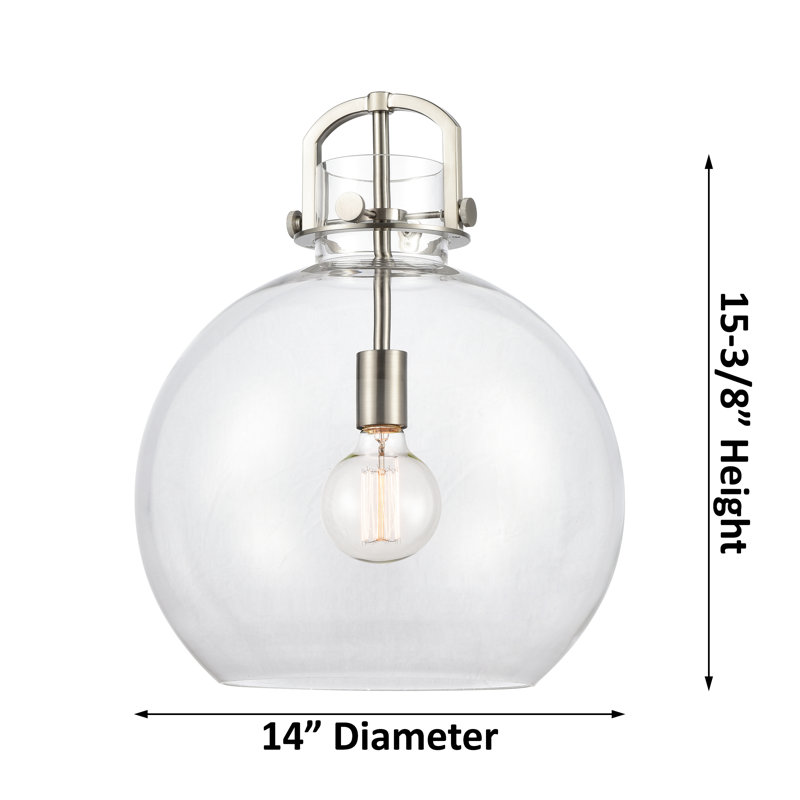 Luminaire suspendu à 1 tige Sligo, H 17,63 po x l 14 po x P 14 po, Bronze champagne, Gris fumée clair
