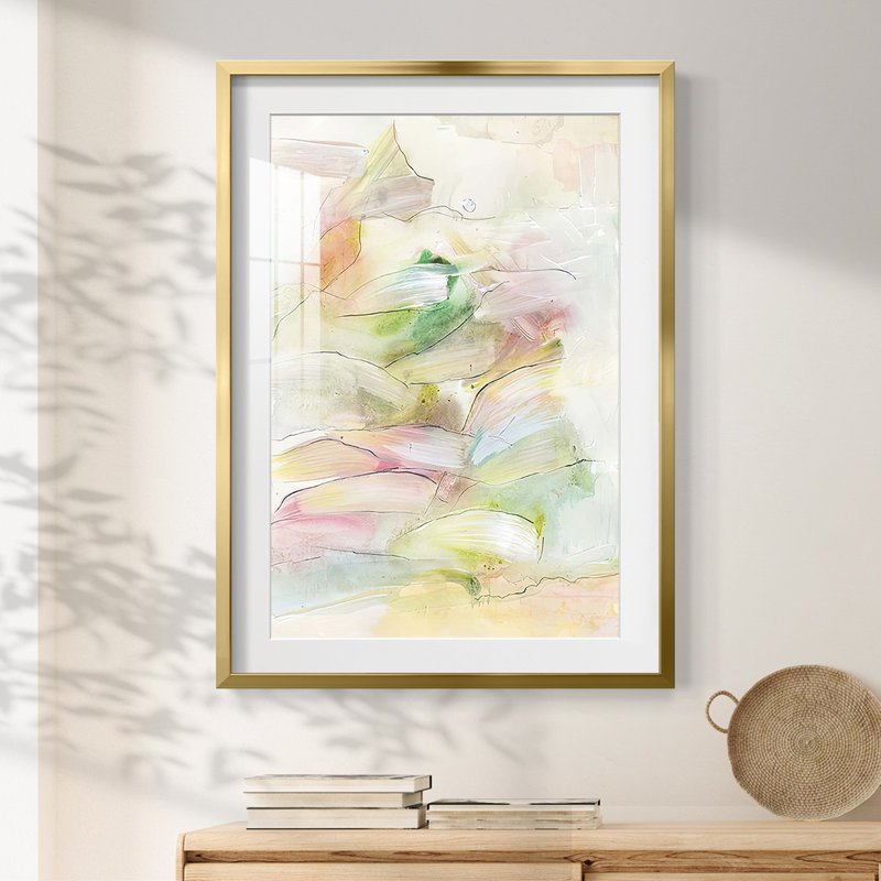 «Colorful Coalescence I», impression encadrée, H 28,5 po x l 20,5 po, Doré