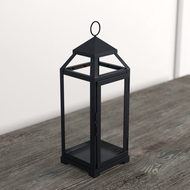 Tabletop Lantern, 15.5" H x 5.25" W x 5.5" D, Dark Gray
