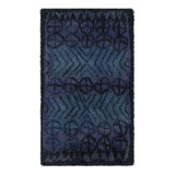 Vintage Swedish Rya Rug, Black And Blue Abstract Design - Rug & Kilim