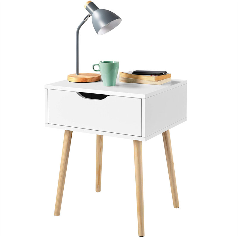 Oey 48.5cm W Manufactured Wood Bedside Table, White