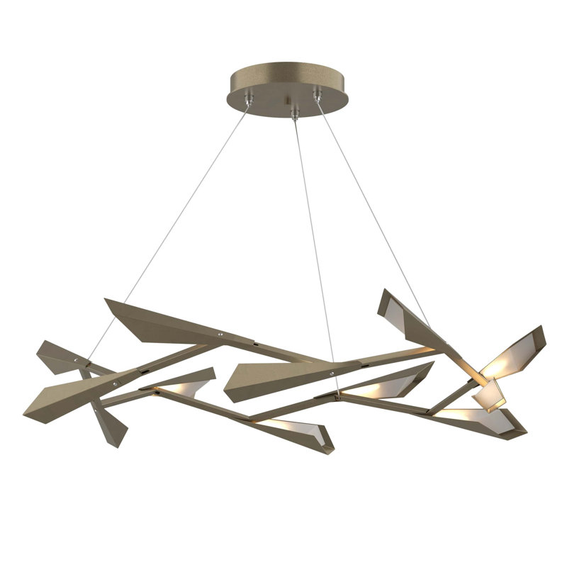 Quill 10 - Light Metal LED Chandelier, Modern Brass, Vintage Platinum