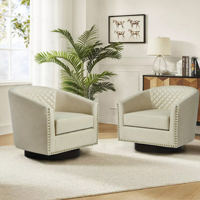 75.2Cm Wide Tufted Swivel Barrel Chair