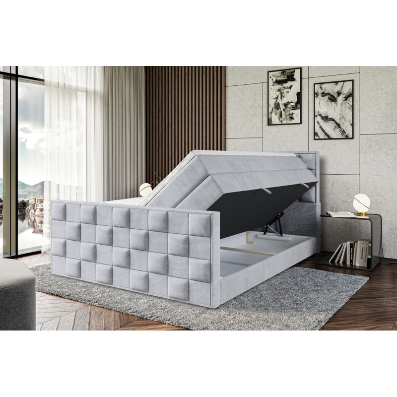Brenen Pocket Spring Mattress Divan Bed Set,  140 x 200cm, Light gray