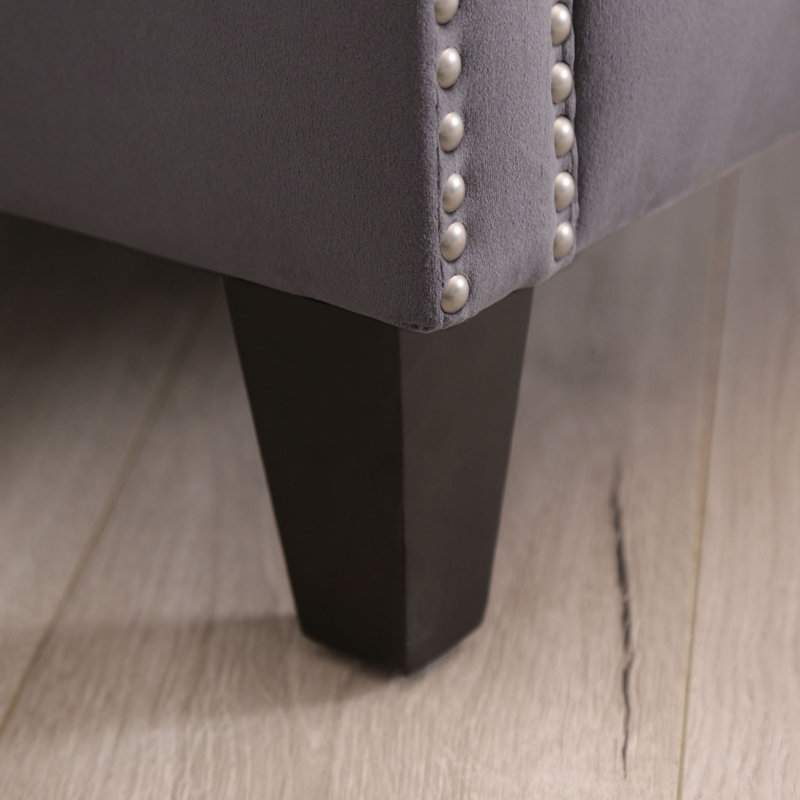 Fauteuil en velours de polyester 28 po Ilhom, Velours gris