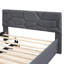 Lit plateforme tapissier avec tête de lit à motif brique et lit gigogne simple en lin gris pour une chambre à coucher moderne