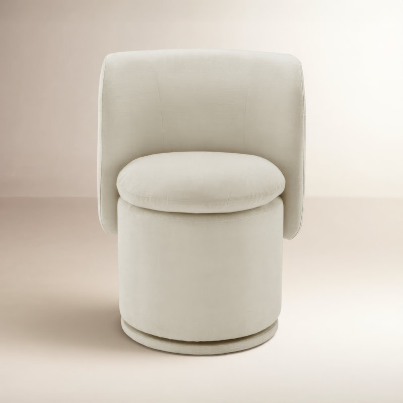 Adrielle Swivel Barrel Chair with Tear-Resistant Fabric, Soren Ochre