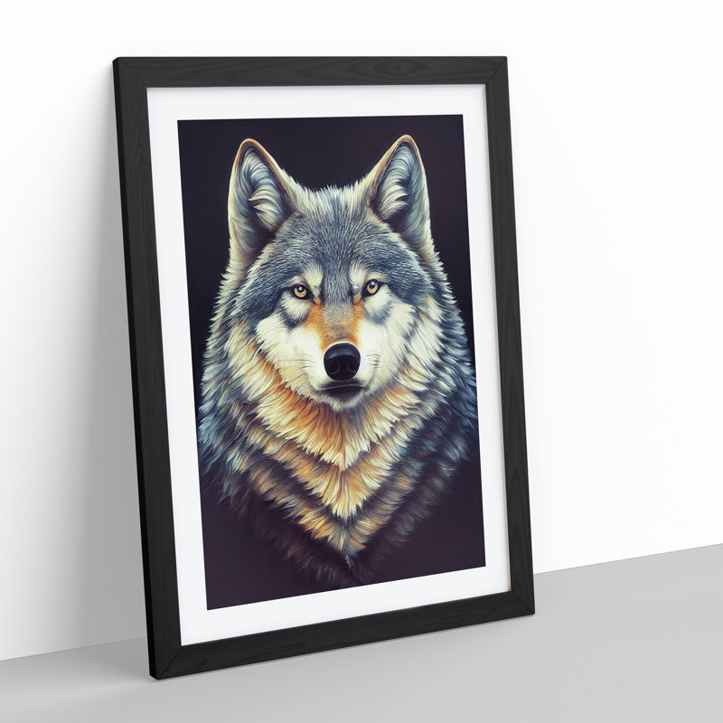 Face Of A Wolf No.4 - Single Picture Frame Print, Black, 64cm H x 46cm W x 2cm D
