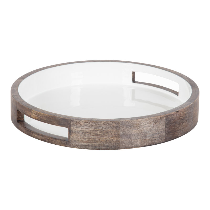 Osuna Solid Wood Tray, Gray